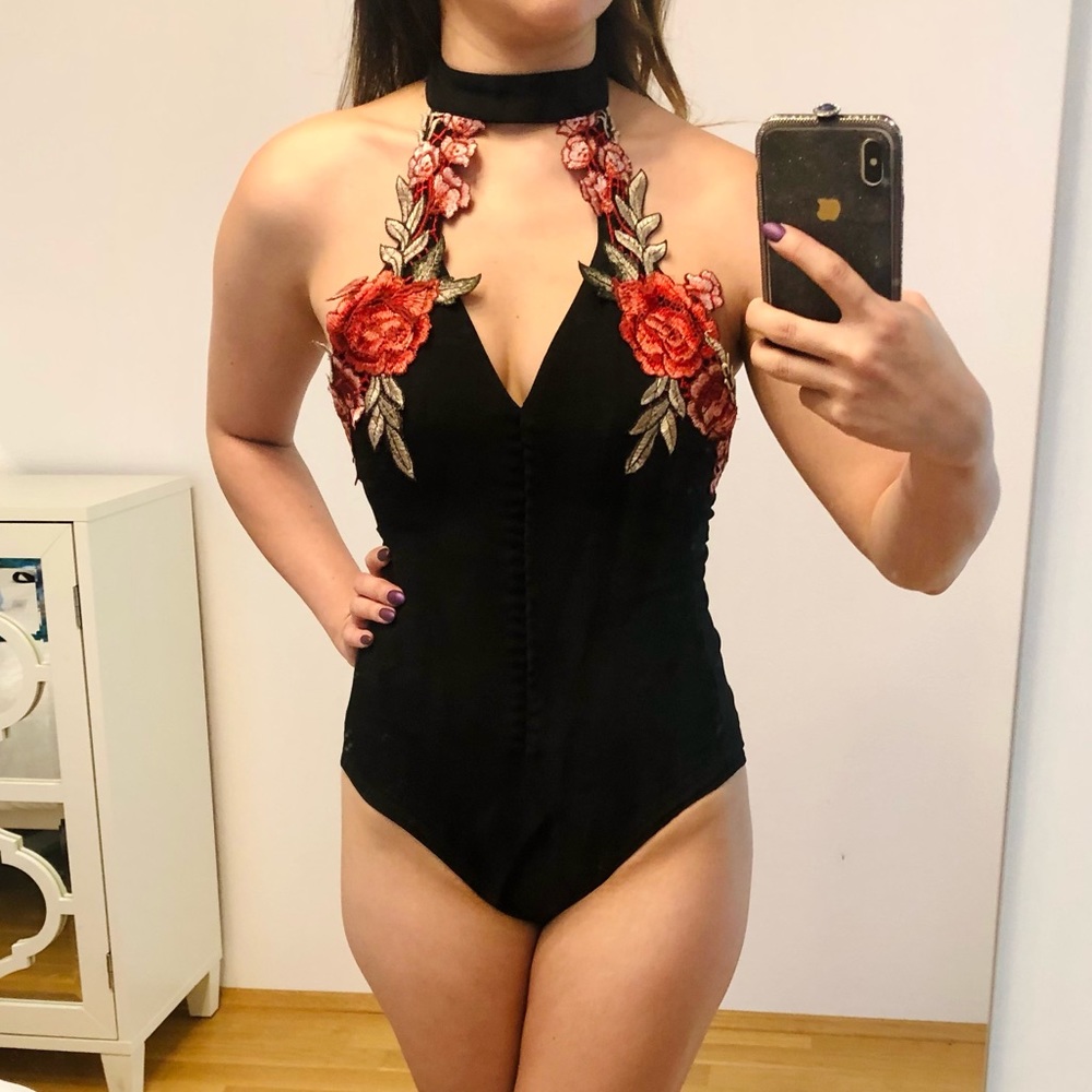 NEW Hello Molly Choker Floral One Piece Bodysuit